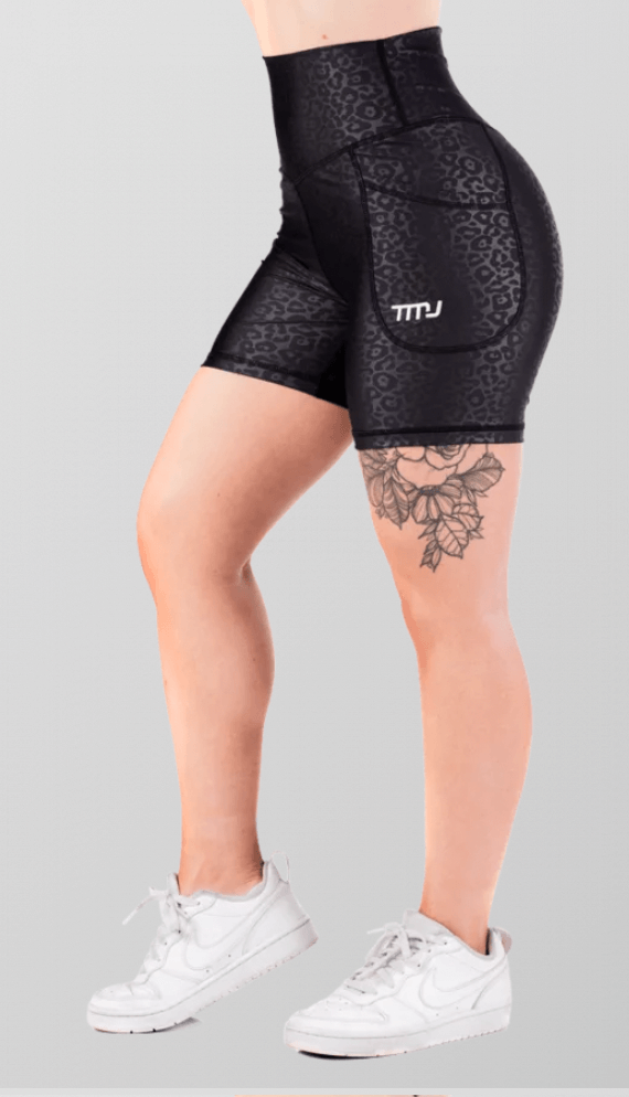 TMJ Apparel Gigi Mid Shorts - NOIR EMBOSSED
