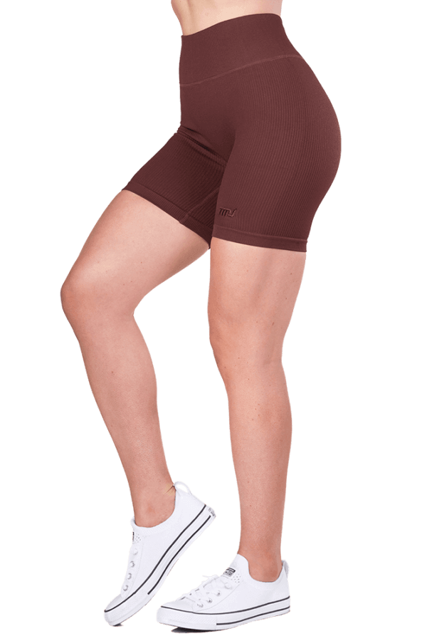 TMJ Apparel Luxe Ribbed Mid Shorts - Brown